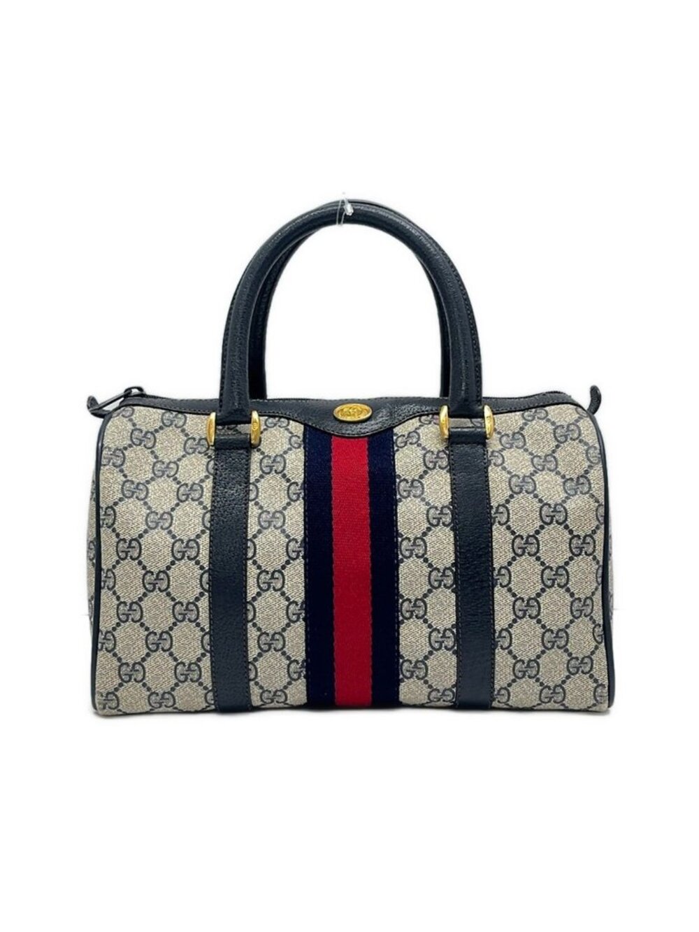 Gucci Handbag Collection GG Plus Supreme Ivory Dark Navy Red Leather